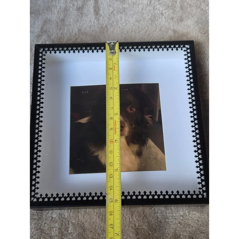 Nicole Miller New York Square Picture Frame Heart Border Shadow Box 6.5x6.5